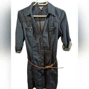 Guess Denim Shirt Dress with Tan Belt